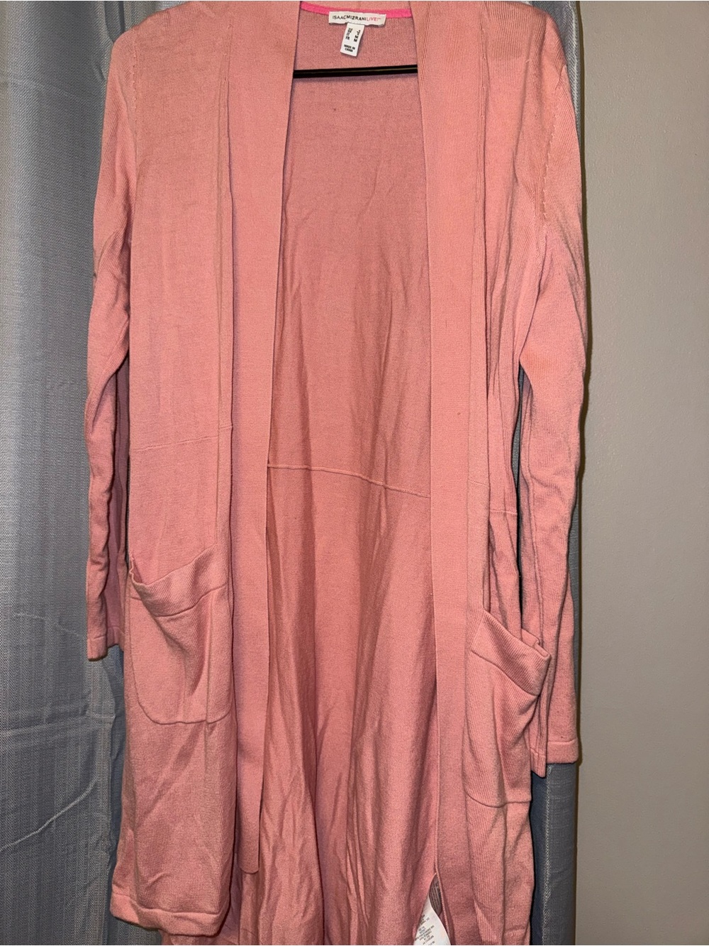 Isaac Mizrahi Pink Open-Front Long Cardigan